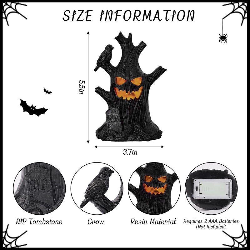 Lifnatty Halloween Tree Light Decoration Indoor – LED Battery Operated Scary Tree Decor with Glowing Face, Halloween Decoration for Home Party Table Haunted House - Image 5